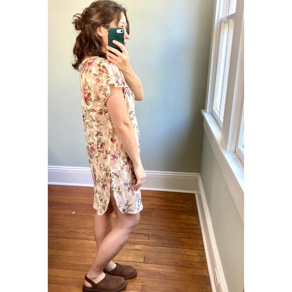 Vintage 90s Floral Slip Split Hem Mini Dress - Picture 9 of 12